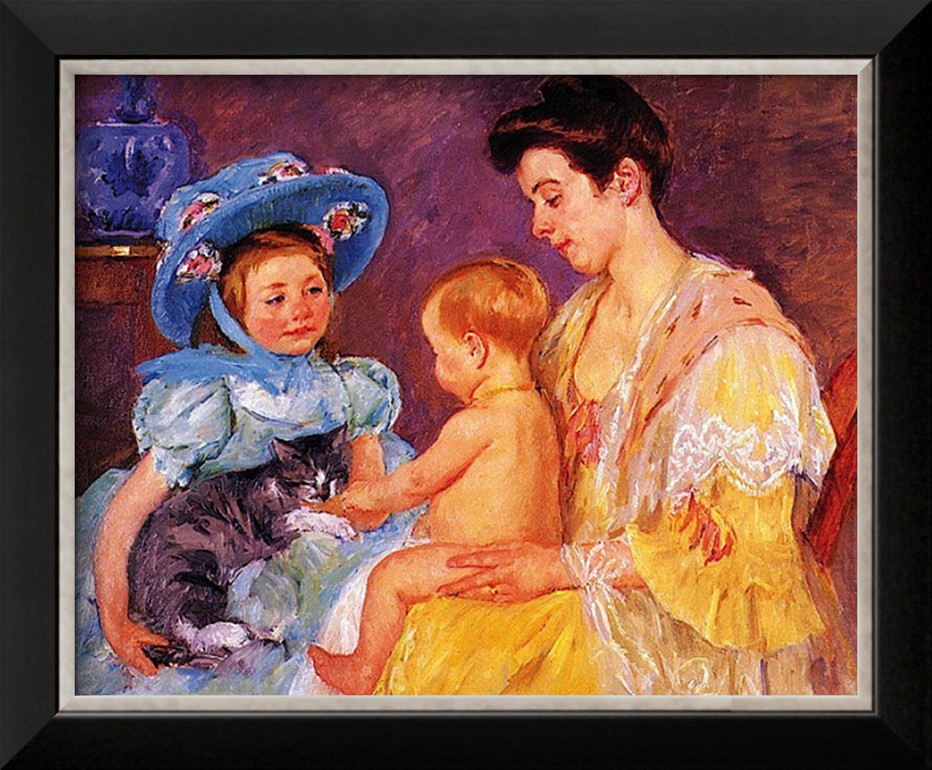 Children Playing with a Cat - Mary Cassatt Painting on Canvas
